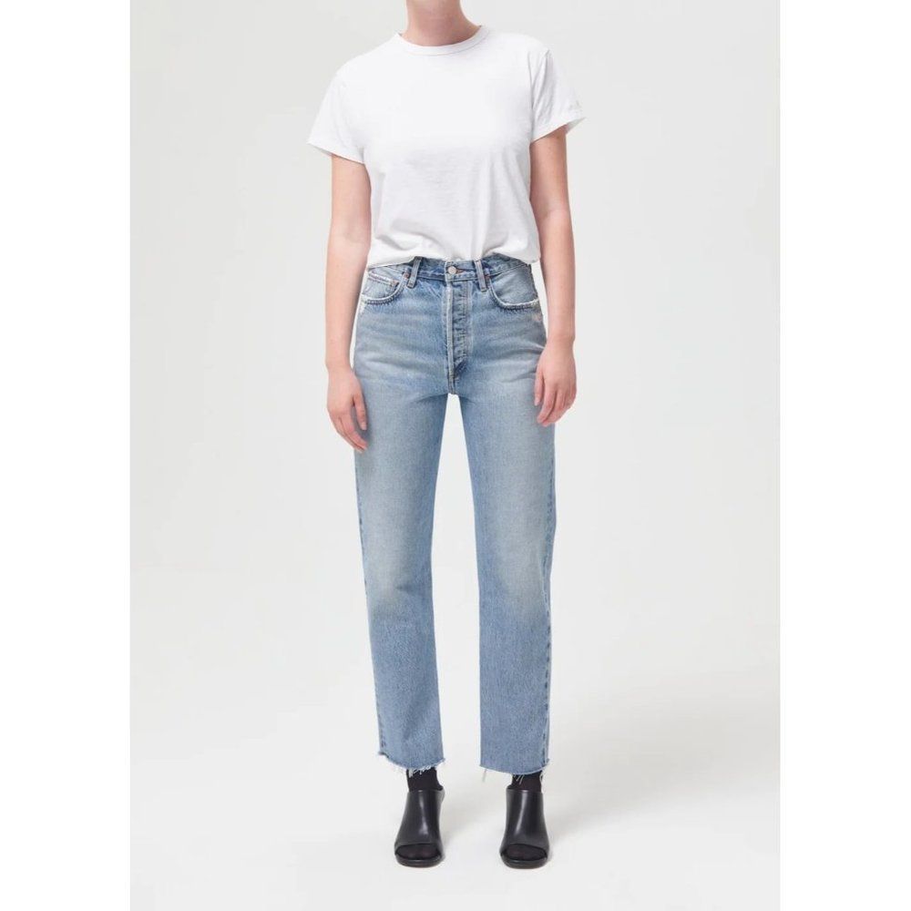 NWT Agolde 90s Pinch Waist High Rise Straight Jeans in Ruminate Light Wash
